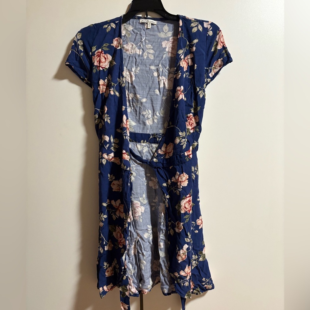 Charlotte Russe Blue Floral Wrap Dress - Picture 6 of 8